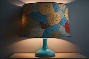 decorative table lamp on solid color background. ai generative photo