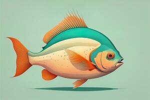 Illustration of a fish on a blue background, vector illustration. ai generative photo