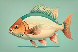 Illustration of a fish on a blue background, vector illustration. ai generative photo