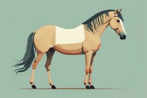 Brown and white horse standing. Vector illustration. ai generative photo