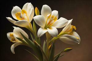 Bouquet of flowers on solid color background. ai generative photo