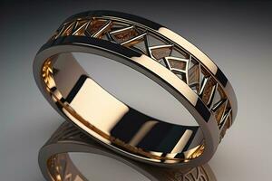 Wedding ring on a solid color background. Jewelry. ai generative photo