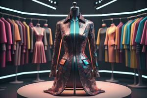 Futuristic fashion mannequin in the store. ai generative photo