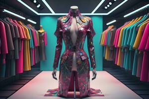 Futuristic fashion mannequin in the store. ai generative photo