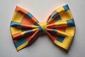 Beautiful and stylish bow tie on a solid colored background. ai generative photo