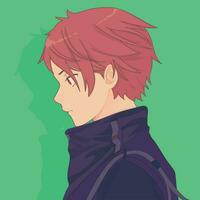 anime chico con rojo cabello, frio anime personaje. vector ilustración.