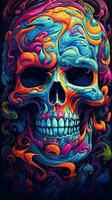 Colorful skull art illustration for wallpaper background etc photo