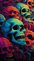 Colorful skull art illustration for wallpaper background etc photo