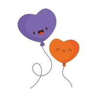 Vector hand drawn heart balloons background