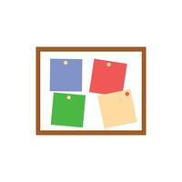 Vector corkboard icon memo notes pinned on wooden board