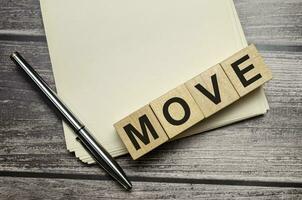 MOVE, word cube with white background photo