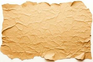 Ripped kraft paper wallpaper isolated on white background photo