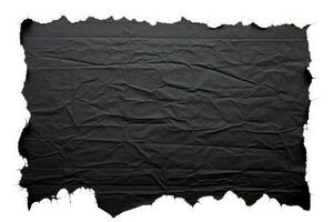 Damaged black paper isolated on white background isolated on white background photo