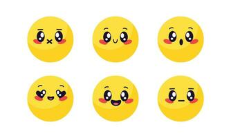 Vector collection of cute emoticons reaction for social media