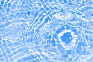 Blue water with ripples on the surface. Defocus blurred transparent blue colored clear calm water surface texture with splashes and bubbles. Water waves with shining pattern texture background. photo