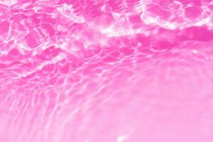 Blue water with ripples on the surface. Defocus blurred transparent blue colored clear calm water surface texture with splashes and bubbles. Water waves with shining pattern texture background. photo