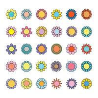 Colorful flowers vector set. Simple flower blossom icons in flat style.