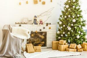 Interior of beautiful room with Christmas decorations photo