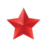 Vector 3d red metal star isolated on white background