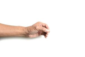 Empty hand holding with clipping path isolated on the white background. photo