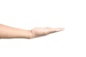 Empty hand holding with clipping path isolated on the white background. photo