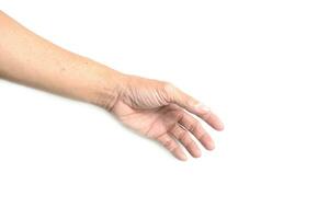 Empty hand holding with clipping path isolated on the white background. photo