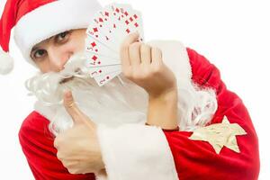 santa and playing cards poker photo