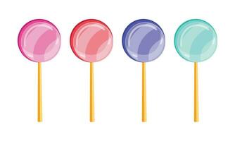 Vector set of sweet lollipop candies. sweet hard candies on stick