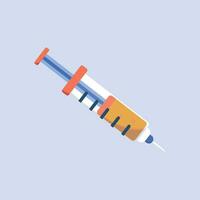vector jeringuilla icono en plano estilo coronavirus vacuna inyectar vector ilustración en aislado antecedentes