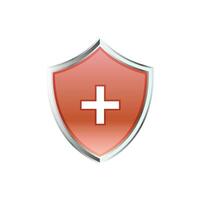 Vector medical shield protection symbol with cross sign