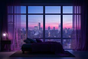 Room with purple ambient lightning photo