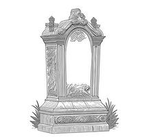 Retro tombstone sketch hand drawn in doodle style Vector illustration