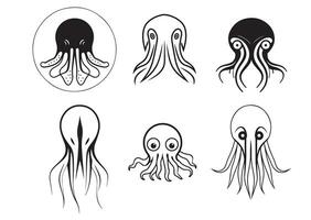 Squid set of icons sketch hand drawn Vector illustration