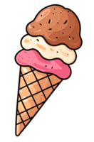 Ice cream waffle cone clip art isolated on transparent background. AI Generative png