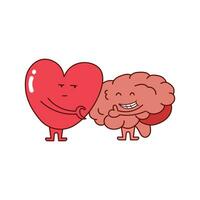 niños dibujo dibujos animados vector ilustración linda corazón y cerebro relación icono aislado en blanco antecedentes