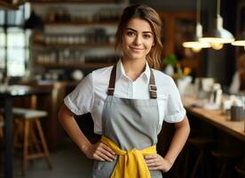 Barista standing in restaurant photo