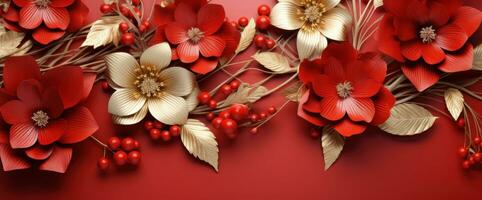 Red and golden flower background photo