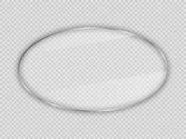 Glass plate in oval frame isolated on background. Vector illustration.