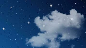 Night sky with clouds and many stars. Abstract nature background with stardust in deep universe. Vector illustration.