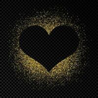 Heart shape frame with golden glitter on dark vector