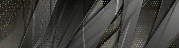 Dark grey glossy abstract background with golden dots vector