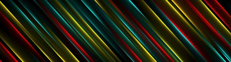 Colorful futuristic neon lines abstract hi-tech banner vector