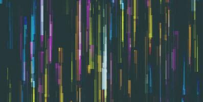 Abstract tech glowing neon lines vector background with glitch effect