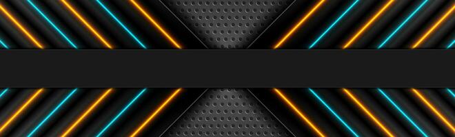 Futuristic technology background with cyan orange glowing arrows vector