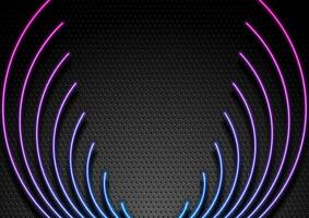 Neon wavy round shapes on dark perforated background vector