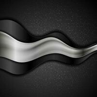Abstract black and grey metallic waves modern background vector