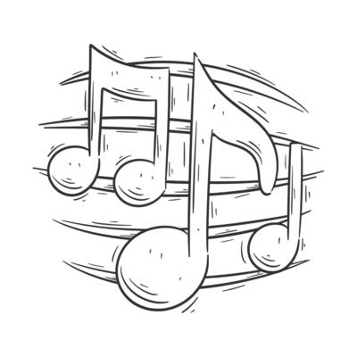 Hand drawn style musical note design for coloring