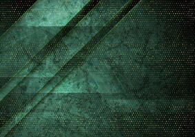 Dark green and golden abstract tech geometric background vector