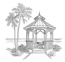 Biset on the seaside sketch hand drawn in doodle style Vector illustration Beach