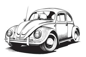 Retro car hand drawn sketch in doodle style Vector illustration Transport